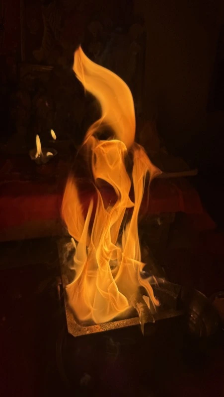 Astrology remedy ritual performed with sacred elements
