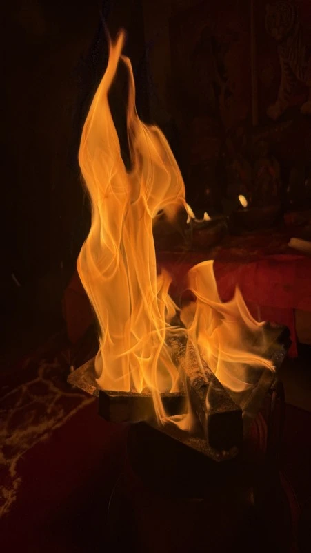 Religious ritual setup for spiritual healing and blessings